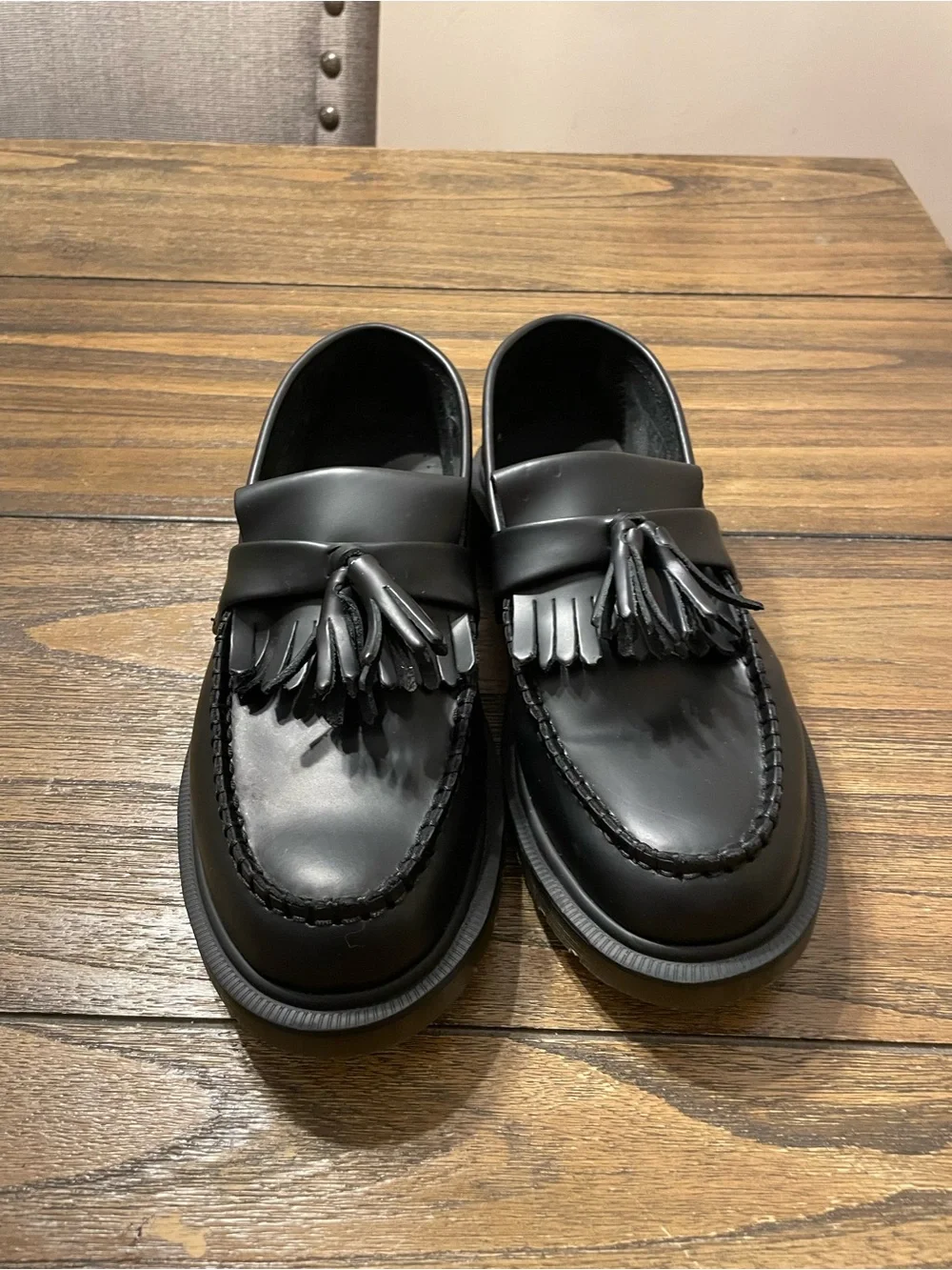 Dr. Martens Adrian Smooth Leather Tassel Loafers All Black Size M 6/W 7 NWOB
